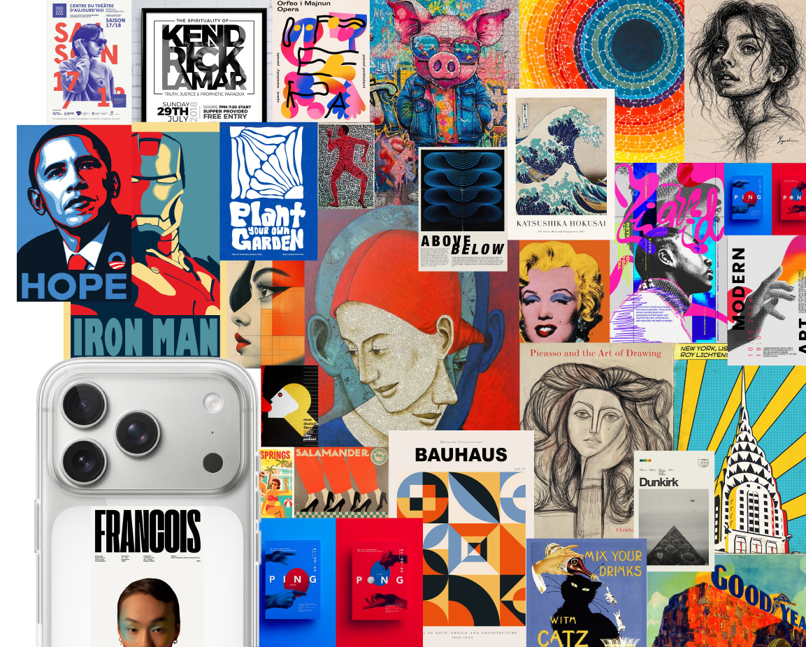 Posters and phone cases printed by YPH Studio
